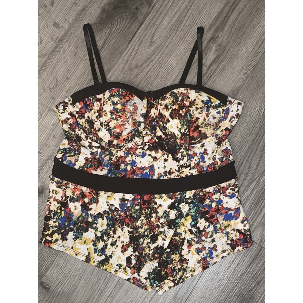 Material Girl Y2K Vibes Spaghetti Strap Bustier Too Blouse Abstract Size‎ XL